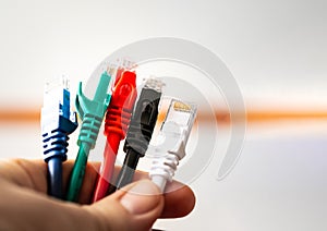 Conceptual image: a group of ethernet network cable
