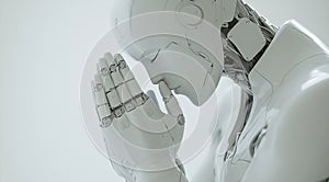 Artificial Intelligence Robot Contemplating, a Moment of Reflection and Thought