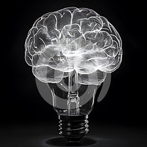 Human brain inside light bulb, illustration.Hot Light Bulb Brain