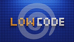 Conceptual image of low-code as a block toy combination. 3d photo