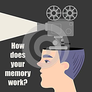 Conceptual image of a memory. The guy with the movie projector.