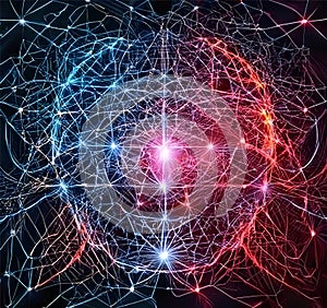 A conceptual image of a neural network and artificial intelligence.