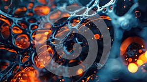 Create a visualization of a Neural Network in Artificial Intelligence using Glowing Elements. AIG53M
