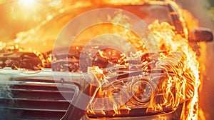 Conceptual image of an overheated car engine