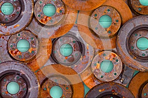 Conceptual image of overlaid rusty brake rotors