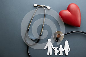 Conceptual image of paper chain in form of family. health insuarance accessories