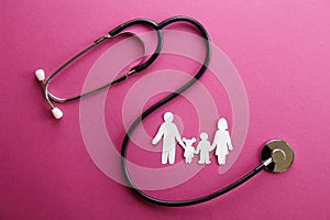 Conceptual image of paper chain in form of family. health insuarance accessories