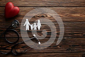 Conceptual image of paper chain in form of family. health insuarance accessories