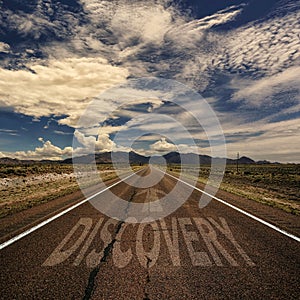 Conceptual Image of Road With the Word Discovery photo