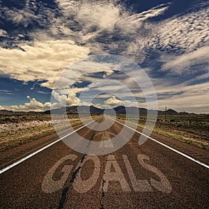 Conceptual Image of Road With the Word Goals