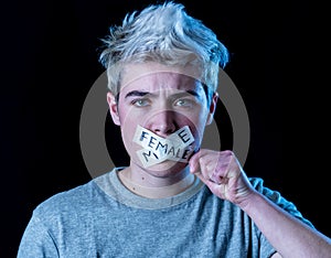 Conceptual image of transgender teenager breaking his silence about his Gender identity