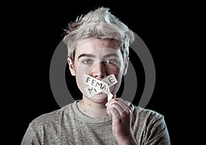 Conceptual image of transgender teenager breaking his silence about his Gender identity