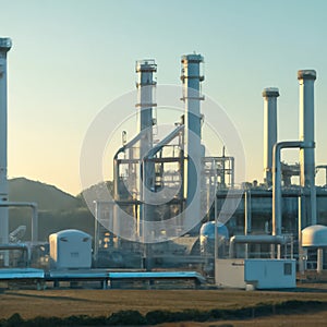 Conceptual imagery symbolizing the reduction of carbon emissions in an industrial.