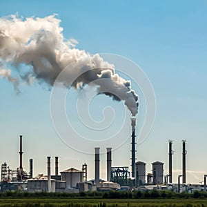Conceptual imagery symbolizing the reduction of carbon emissions in an industrial.