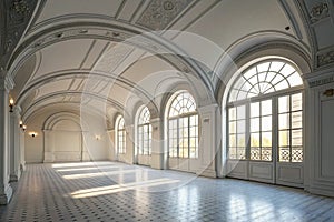 Conceptual interior with arched ceiling 3D rendering