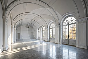 Conceptual interior with arched ceiling 3D rendering