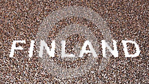 Conceptual large community of people forming the word FINLAND. 3d illustration metaphor for culture, history