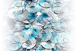 Conceptual layered blue abstraction of DVD and CD data storage disks creates data technology background with gradient