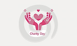 A conceptual logo with a heart and hands for Charity Day