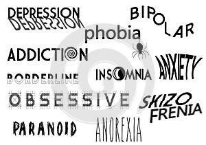 Conceptual logos - Mental disorders logos