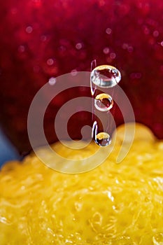 the water drops arriving on fruit, conceptual idea photo