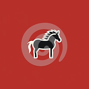 Conceptual Minimalism: White Horse Icon On Red photo