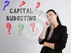 Conceptual photo about CAPITAL BUDGETING question marks with handwritten phrase