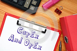Conceptual photo about capital expenditure CapEx And OpEx operational expenditure with written text