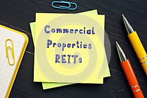 Conceptual photo about Commercial Properties REITs with handwritten phrase