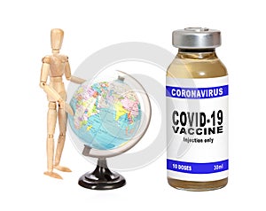 Conceptual photo about distributing COVID-19 vaccine in Europe, Asia, and Africa