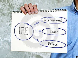 Conceptual photo about IFE International Fisher Effect . man holding a piece of paper