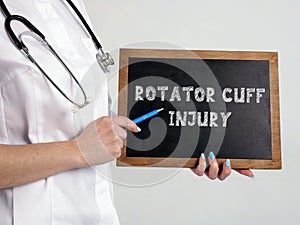 Conceptual photo about ROTATOR CUFF INJURY with handwritten phrase