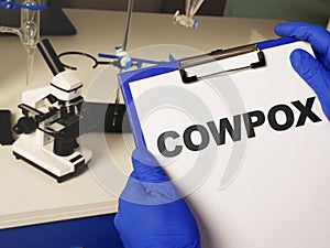 Conceptual photo showing printed text Cowpox photo