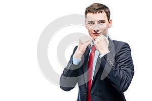 Conceptual photograph of a successful businessman ready