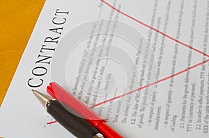 Conceptual photography of the cancellation of the contract