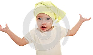 Conceptual portrait of a baby in the studio