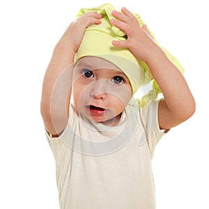 Conceptual portrait of a baby in the studio