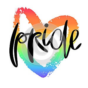 Conceptual poster with lettering and rainbow heart