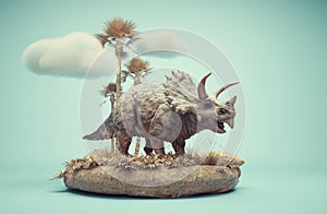 Conceptual presentation scene of a Triceratops