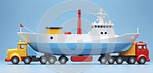 Conceptual representation of different types of global freight transportation as toys, types and ways of transporting goods and