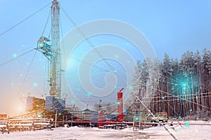 Conceptual representation of the future technologies, the use of artificial intelligence for the overhaul of an oil and gas well,
