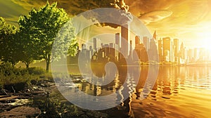 Conceptual representation of global warming and its impact on the planet.