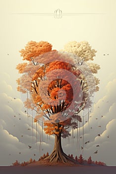 Conceptual representation of the tree of life, the meaning of life and psychology. Cover for a book, brochure or poster