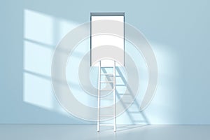 Conceptual room with a ladder lead to outside, 3d rendering