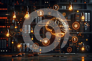 AI Brain Network Concept â Data Flow, Neural Connections, Machine Learning & Cognitive Thinking. AI Generated