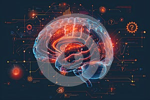 AI Brain Network Concept â Data Flow, Neural Connections, Machine Learning & Cognitive Thinking. AI Generated