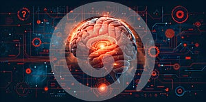 AI Brain Network Concept â Data Flow, Neural Connections, Machine Learning & Cognitive Thinking. AI Generated