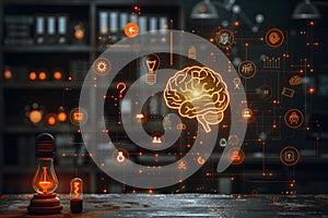 AI Brain Network Concept â Data Flow, Neural Connections, Machine Learning & Cognitive Thinking. AI Generated