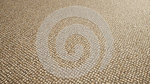 Conceptual solid beige background of cobblestone texture floor as a modern pattern layout.