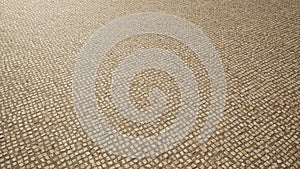 Conceptual solid beige background of cobblestone texture floor as a modern pattern layout. A 3d illustration metaphor for